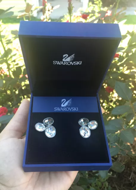 100% Authentic SWAROVSKI Crystal Pierced Earrings in Box EUC