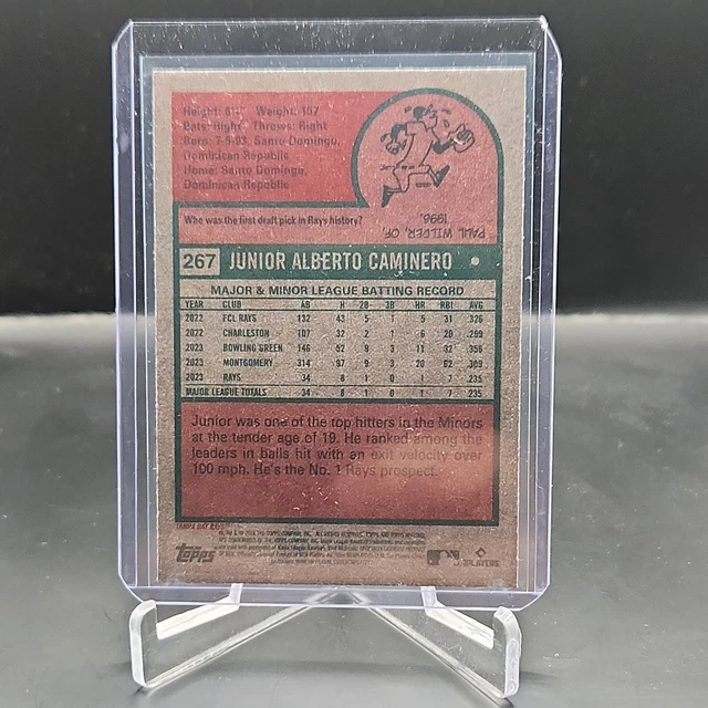 CARTA JUNIOR CAMINERO 2024 Topps Heritage Rookie RC 267 Tampa Bay Rays EUR 0,93 PicClick IT