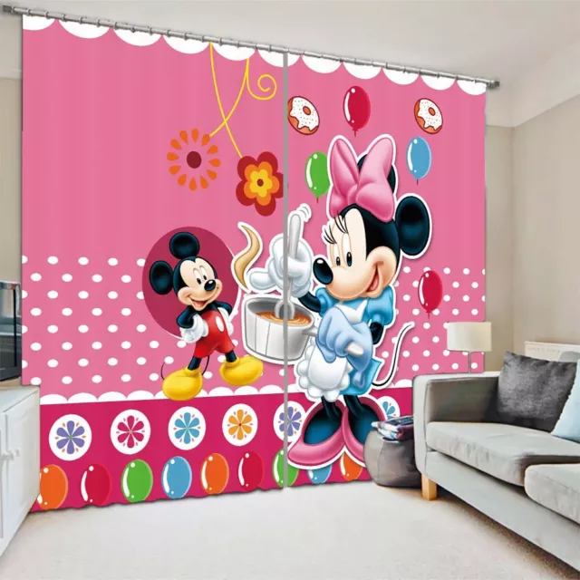 Mickey Mouse Cooking 3D Curtain Blockout Photo Printing Curtains Drape Fabric