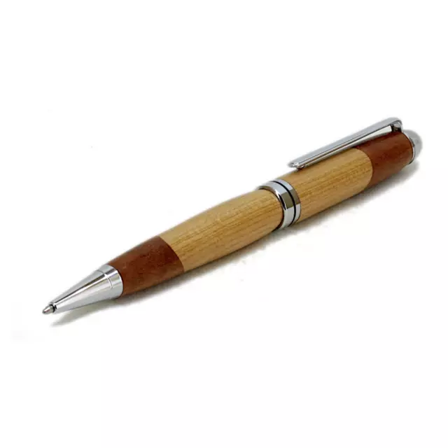 Hand Crafted Cherry and Brown Ivory Segment Turned Ballpoint Twist Pen Black Ink