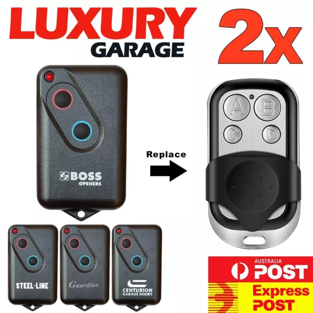 2x Boss/Guardian/Steel-Line 2211L BHT4/BOL4/BRD1 Compatible Garage Door Remote