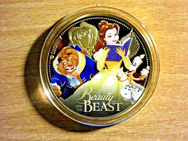 LA BELLE ET La Bete / Medaille Disney Plaque Or 999% Be Une Affaire En