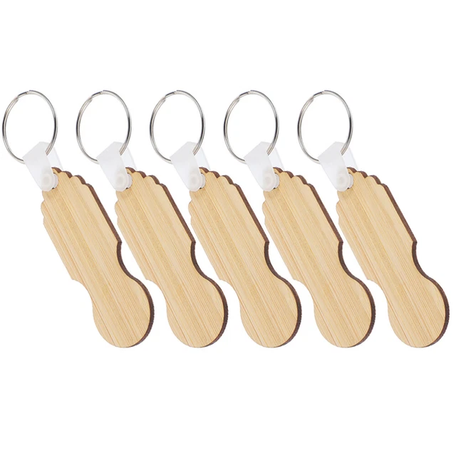 5 Pcs Porte-clés Jeton Caddie Porte-clés Pour Pièces De Voiture Bambou
