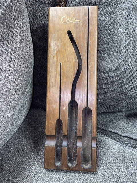 Vintage Case Cutlery Butcher Knife Fork Wooden Block