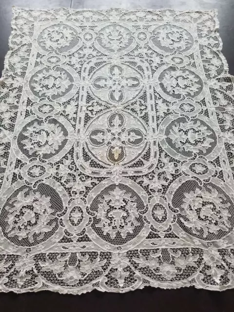 Vintage Point de Venise needle lace Banquet tablecloth 194x157cm