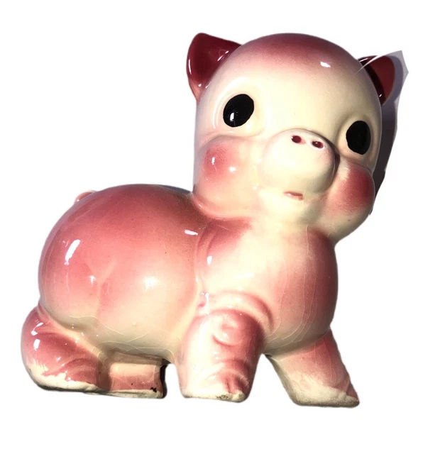 Ceramic Pig Figurine. Unbranded. Very Cute 4 1/2” Tall X 4 1/2” Long Vintage