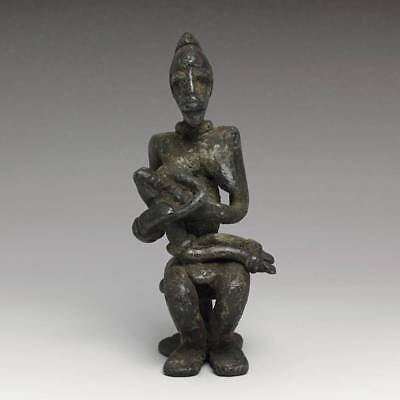 Vintage African Cast Bronze Maternity Figure Dogon Mali West Africa 20Th C.