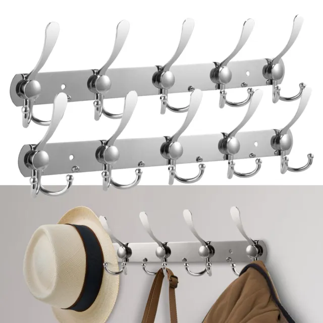 2x 15 Hooks Wall Mount Bag Towel Rack Hanger Holder Coat Robe Hat Clothes Rack