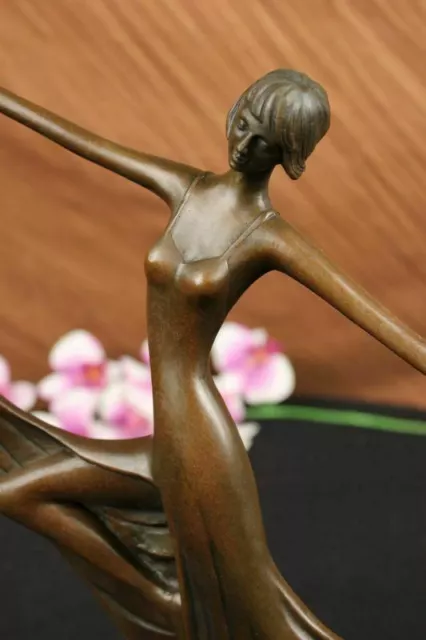 Modern Abstract Bronze Mid Century Ballerina Statue Dancer Signed Figurine Art