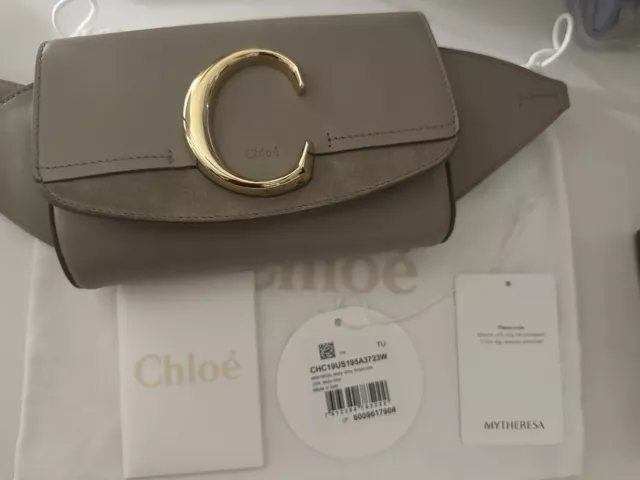 Auth Chloe Chloe C Belt Bag Leather Suede Bum Bag Motty Grey