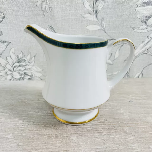 Boots Hanover Green Milk Jug Creamer Gravy Sauce Boat Gold White