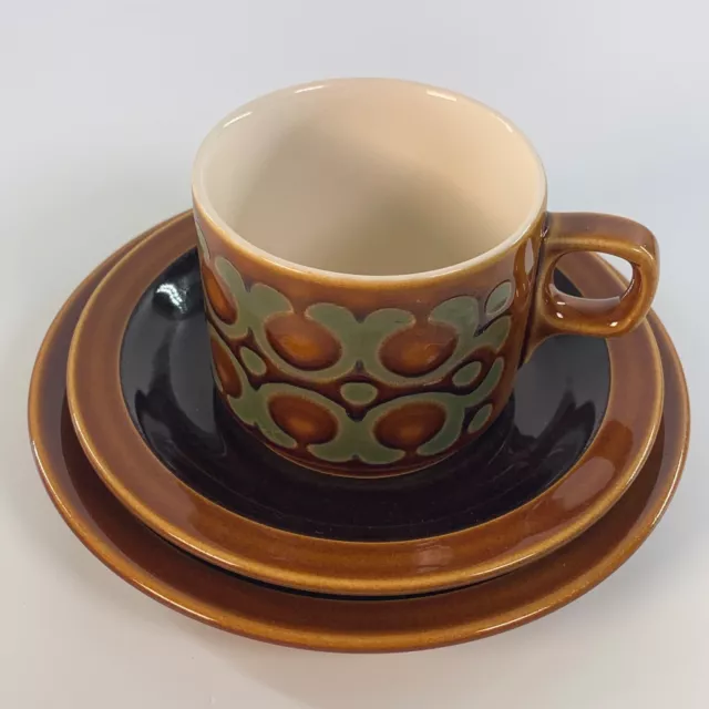 Hornsea Pottery Bronte Tea Cup Saucer Tea Side Plate Trio John Clappison 1970's