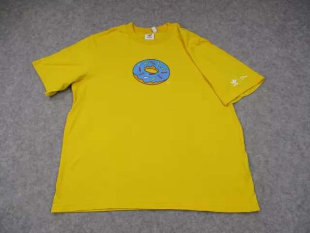 Simpsons Shirt Mens Large Yellow Blue Adidas Donut Matt Groening Crew Neck Tee