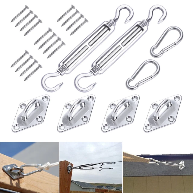 Kit Fissaggio Per Vela Parasole In Acciaio Inox 304 - 80 Pezzi Per Tende Da Sole Triangolari E Rettangolari Da Esterno - 3