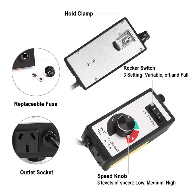 SPEED CONTROLLER 8A Variable Router Fan Motor Rheostat Control Power
