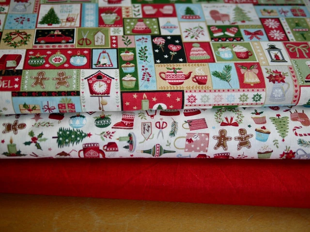 Makower Paquete de Tela Patchwork Cosy Christmas Weihnachtsstoff Jengibre Ilex