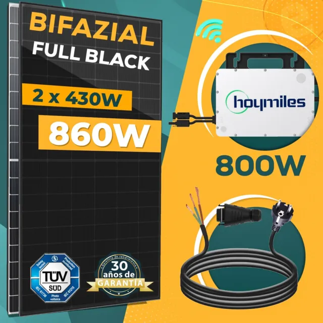 860W Bifacial Kit Solar Fotovoltaico Hoymiles 800W WiFi Microinversor, 10m Cable