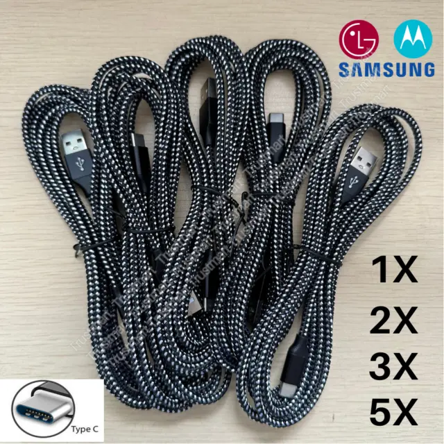 1-5X 10ft USB-C Type C Cable Fast Charger Long Cord For iPhone 15 Samsung S9 Lot