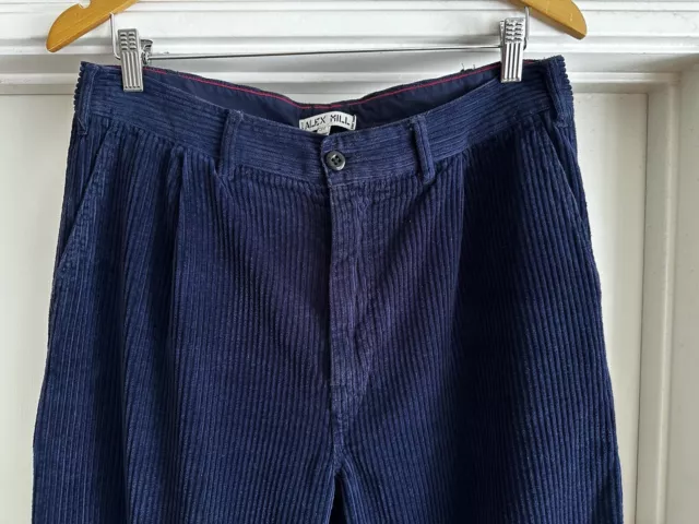 $145 Alex Mill Men's Single Pleated Navy Blue Wide Wale Corduroy Pants 31 x 27 2