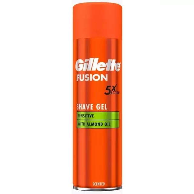 33,00€/L - 3x Gillette Rasiergel Fusion 5 - Ultra Sensitive mit Mandelöl - 200ml