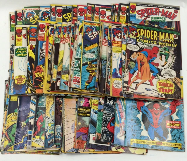 Vintage 1970's Marvel Spider-Man Comics Weekly Bundle X93 Various Issues US/UK