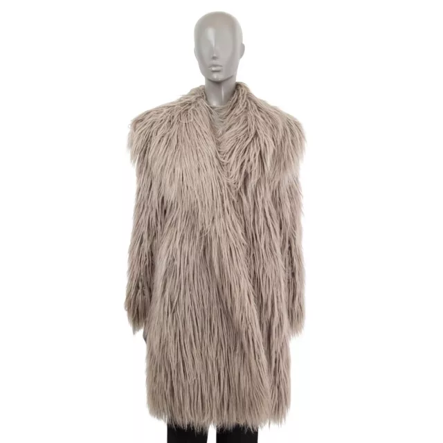 67260 auth LANVIN grey 2014 SHAGGY FAUX FUR Coat Jacket 36 XS 2