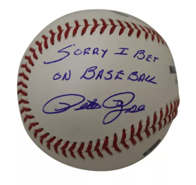 Pete Rose Autographed Cinncinnati Reds OML Baseball Sorry I Bet Beckett 39002