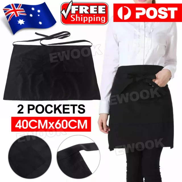 Short Half Waist Apron with Pocket Chef Waiter Waitress Kitchen Craft Bar Cafe