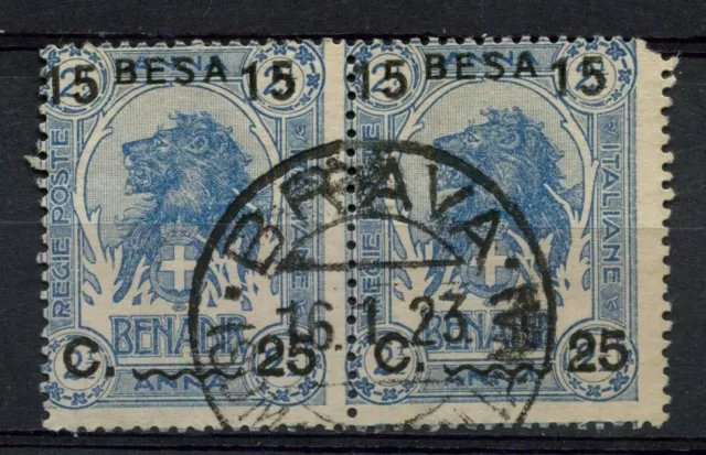 Somalia 1922 SG#26 15b On 25c On 2.5a Elephant Used Pair #A41901