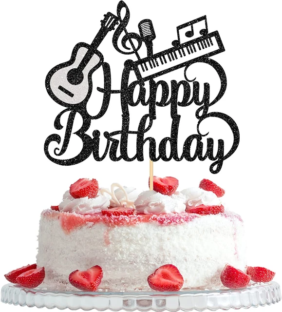 Music Guitar Piano Happy Birthday Cake Topper, Music Lover Theme Birthday Party
