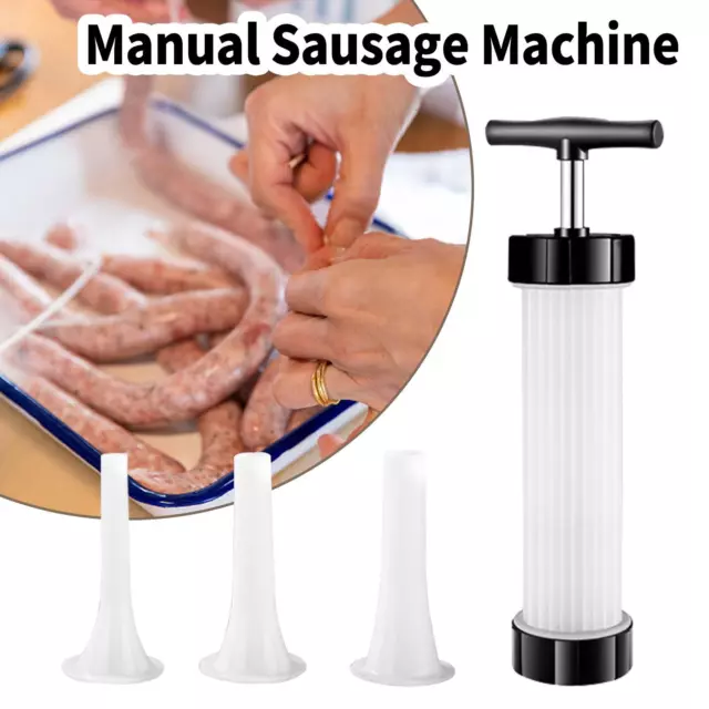 Manual Sausage Machine Meat Stuffer Filler Salami Maker Funnel L0L3 Kitche Y1I3