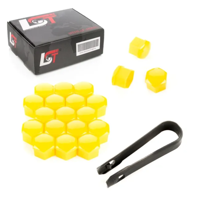 20x Tapas Cubierta Tapones de Tornillos de Rueda Amarillo 17MM para VW Golf