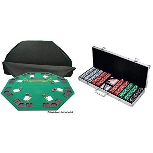 Bundle Trademark Poker Deluxe Solid Wood Poker and Blackjack Table Top with C...