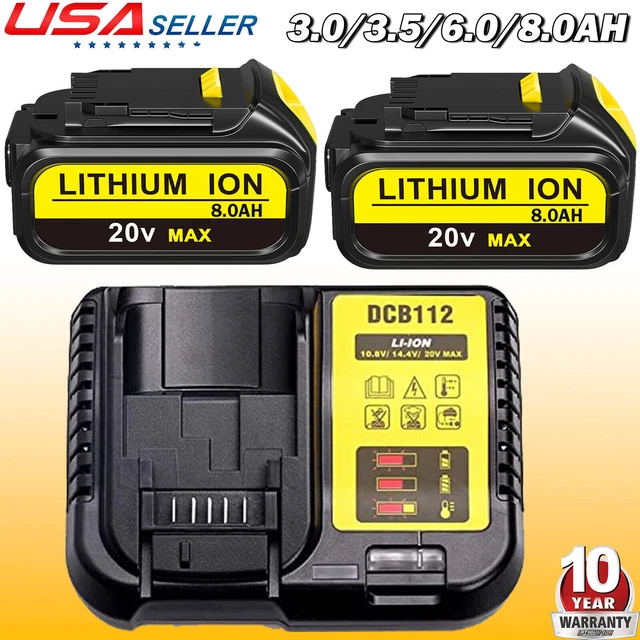 PACK BATTERY / Charger For Dewalt 20V Max XR 8.0 AH Lithium Ion DCB205