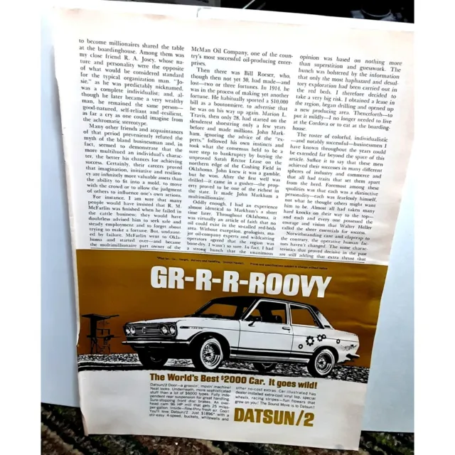 1969 Datsun 2 Door Car It Goes Wild Vintage Print Ad 60s Original