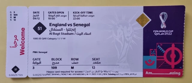 Ticket Match Angleterre Vs Sénégal - Coupe Du Monde FIFA 2022 Qatar #51