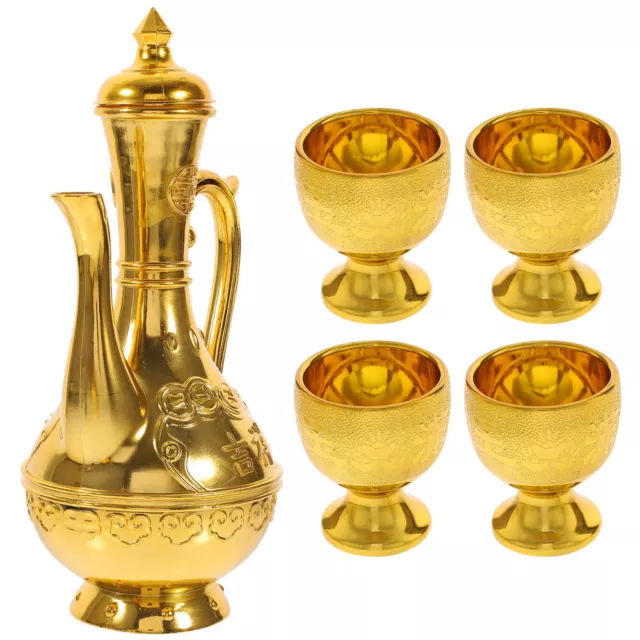 1 Set Wine Kettle Cups Vintage Turkish Pot Set with 4 Cups for Tea Coffee