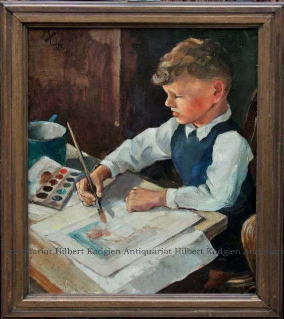 BLECHSCHMIDT "Der junge Maler" Ölbild mit Rahmen von 1934 Portrait