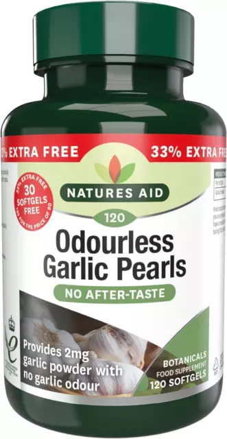 Odourless Garlic Pearls, 120 Softgel Capsules (One-A-Day, to Help Maintain a Hea