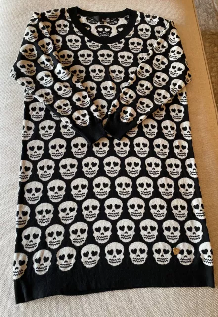 Halloween Love Moschino Skull Knit Sweater Dress SZ 4 Oversized