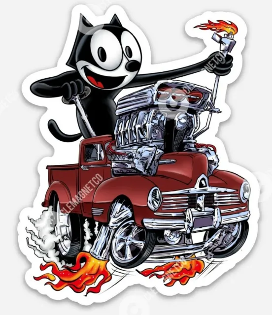 Pickup Truck Hot Rod Rat Fink STICKER - Felix the Cat Muscle Car Vintage V8