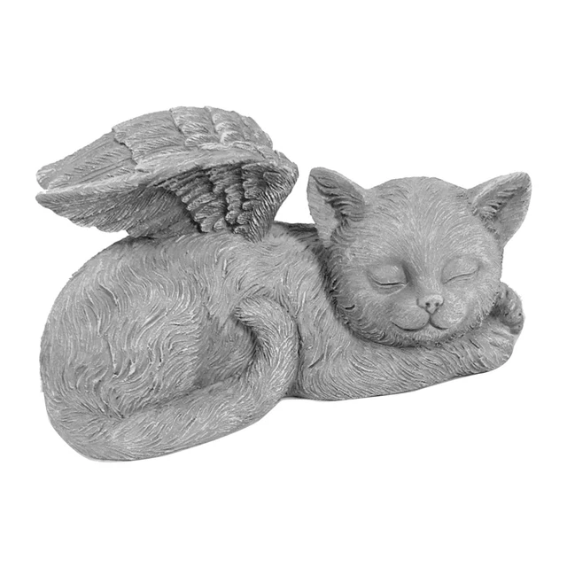 DT (Angel Cat) Pet Garden Statue Durable Sleeping Pet Memorial Statue