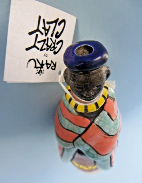 Raku Crazy Clay Studio handgefertigte Figur So. Africa Gerhard de Beer 9" Neu 7