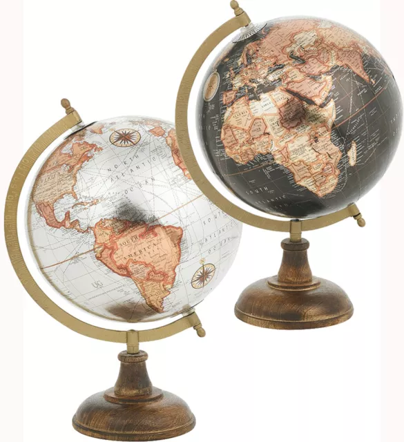 Antique Vintage Style Rotating World Globe 20cm Spinning Atlas Earth Map New