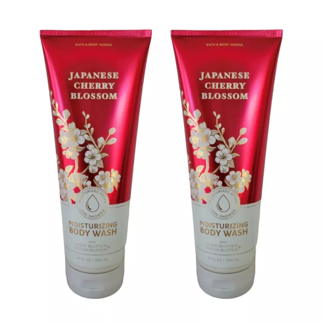 2 Bath & Body Works JAPANESE CHERRY BLOSSOM Moisturizing Body Wash 10 oz
