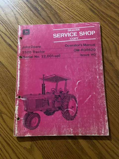 John Deere 2520 Tractor OMR38620 Operator Manual Book