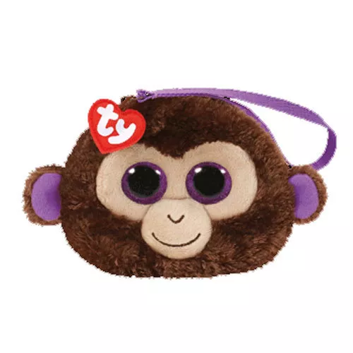 TY Gear Beanie Boos COCONUT Brown Monkey Wristlet Coin Purse with Strap MWMTs