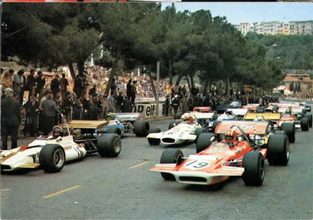 carte postale Grand Prix de Monaco Formule 1 Jo Siffert March grille de départ