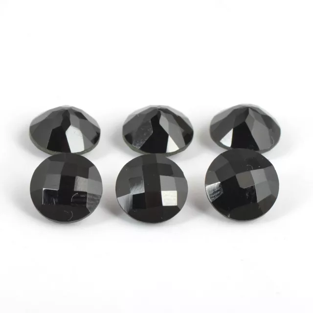 8mm Round Checkerboard Cut Black Onyx Loose Gemstone Lot 10 Pieces