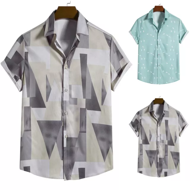 Cowboy Shirts Men Mens Summer Hawaii Lapel Printed Turndown Collar Casual Loose